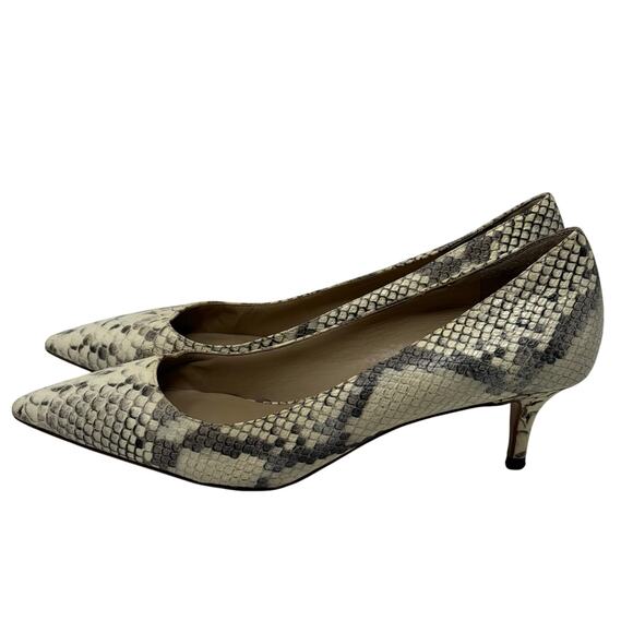 Ann Taylor Python Snake Print Pumps Women’s 9 Leather Low Kitten Heel - Picture 4 of 8